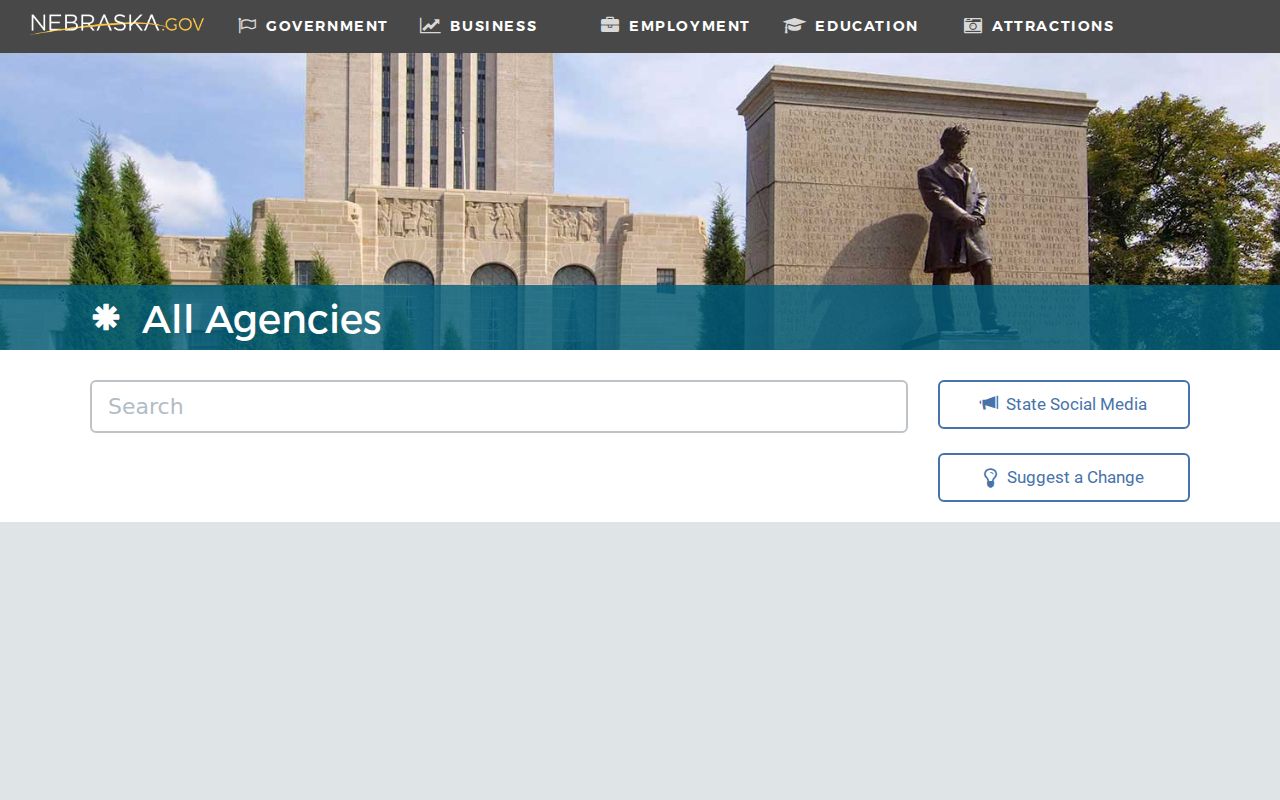 Nebraska.gov all agencies page in the Nebraska phone directory for state office numbers