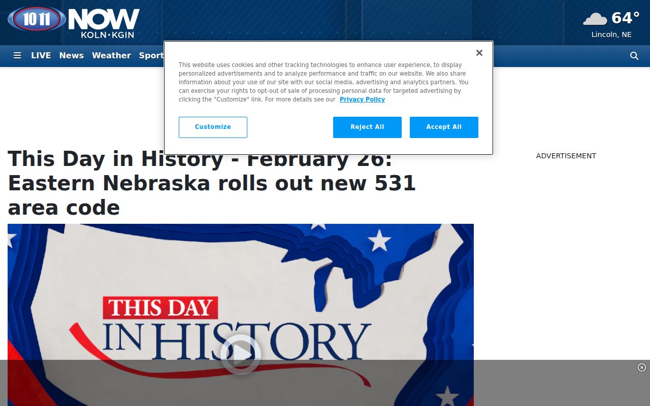 News coverage of the 531 rollout among Nebraska phone area codes